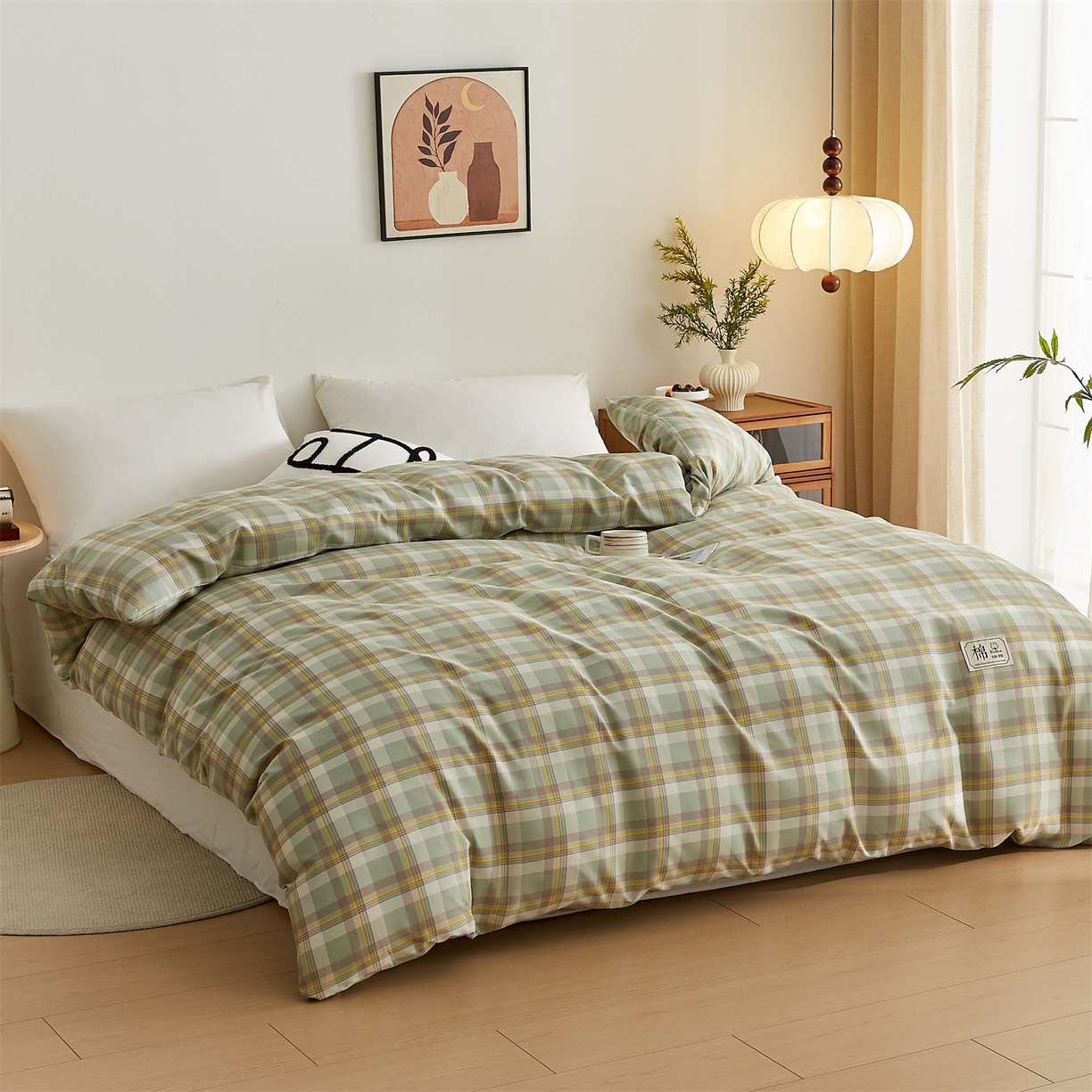 91家纺网 家纺一手货源 找家纺 凡心 2025新款可拆洗冬被被子被芯 绿小格