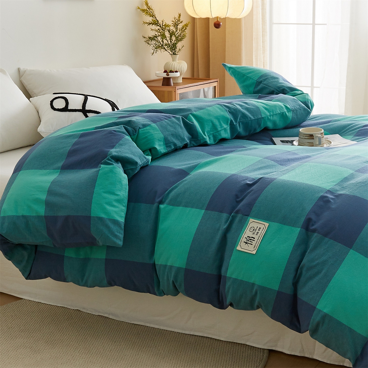 91家纺网 家纺一手货源 找家纺 凡心 2025新款可拆洗冬被被子被芯 绿大格