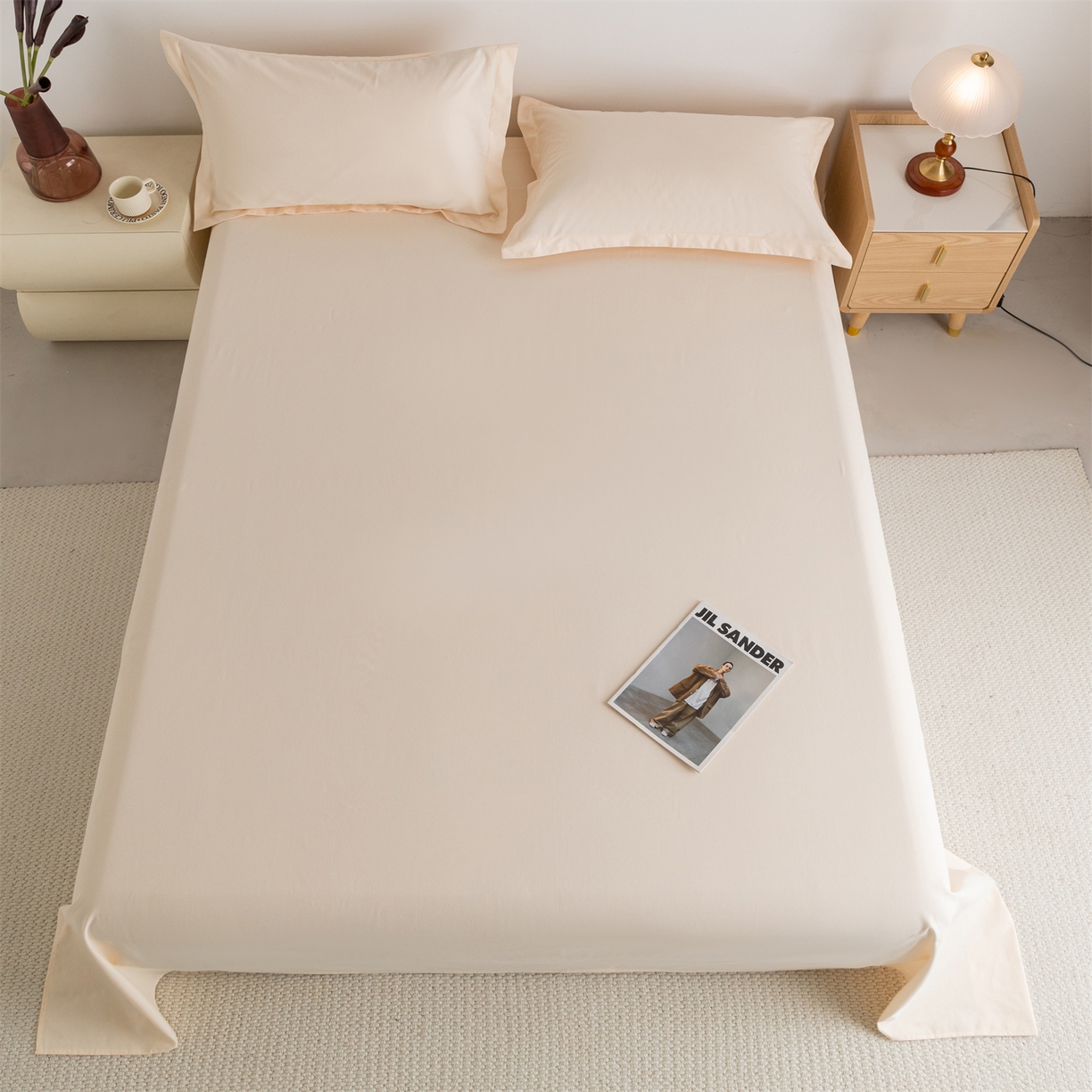 91家纺网 家纺一手货源 找家纺 宝时兰 2025新款加厚100%全棉高支高密长绒棉纯色磨毛床单纯棉单件床单-系列二【提供买家秀/可定制其他尺寸】 奶黄