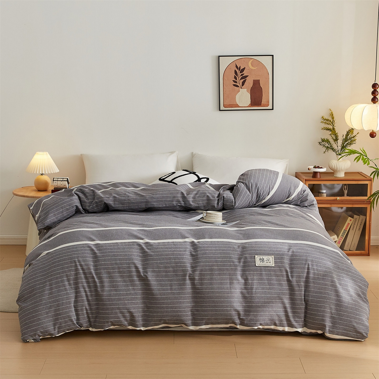 91家纺网 家纺一手货源 找家纺 凡心 2025新款可拆洗冬被被子被芯 条纹灰