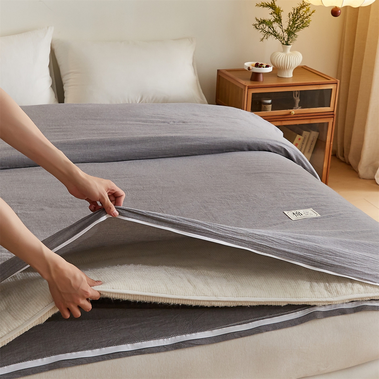 91家纺网 家纺一手货源 找家纺 凡心 2025新款可拆洗冬被被子被芯 雅致灰