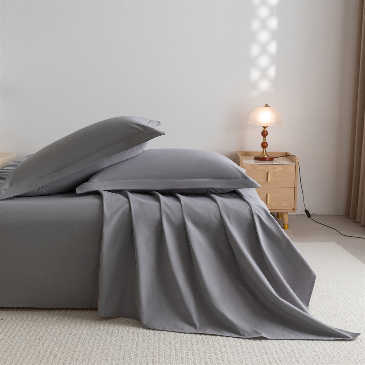 91家纺网 家纺一手货源 找家纺 宝时兰 2025新款加厚100%全棉高支高密长绒棉纯色磨毛床单纯棉单件床单-系列二【提供买家秀/可定制其他尺寸】 深空灰