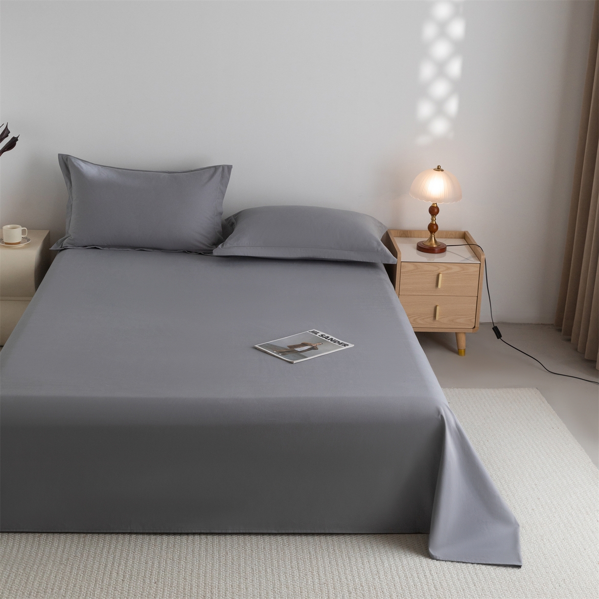 91家纺网 家纺一手货源 找家纺 宝时兰 2025新款加厚100%全棉高支高密长绒棉纯色磨毛床单纯棉单件床单-系列二【提供买家秀/可定制其他尺寸】 深空灰