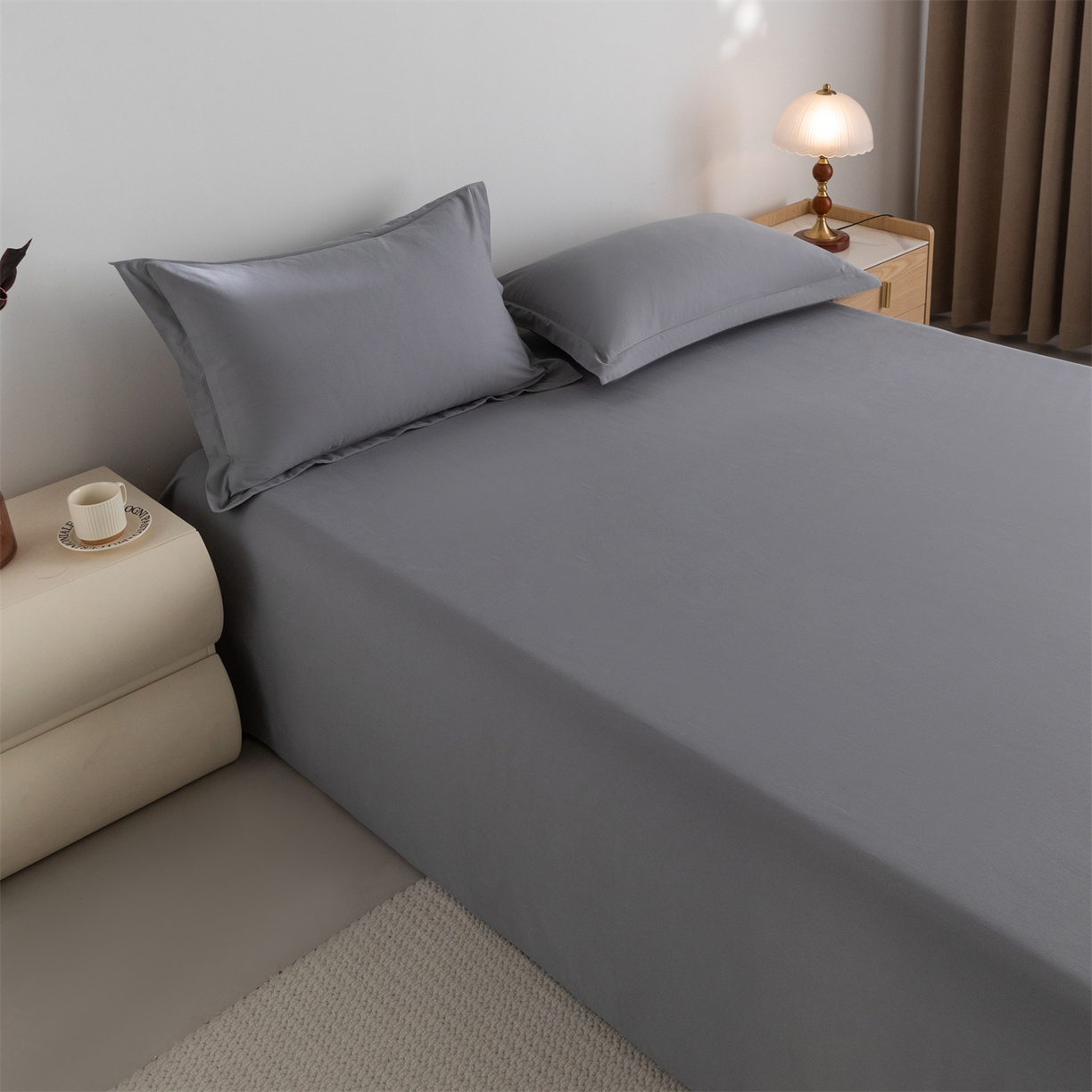 91家纺网 家纺一手货源 找家纺 宝时兰 2025新款加厚100%全棉高支高密长绒棉纯色磨毛床单纯棉单件床单-系列二【提供买家秀/可定制其他尺寸】 深空灰