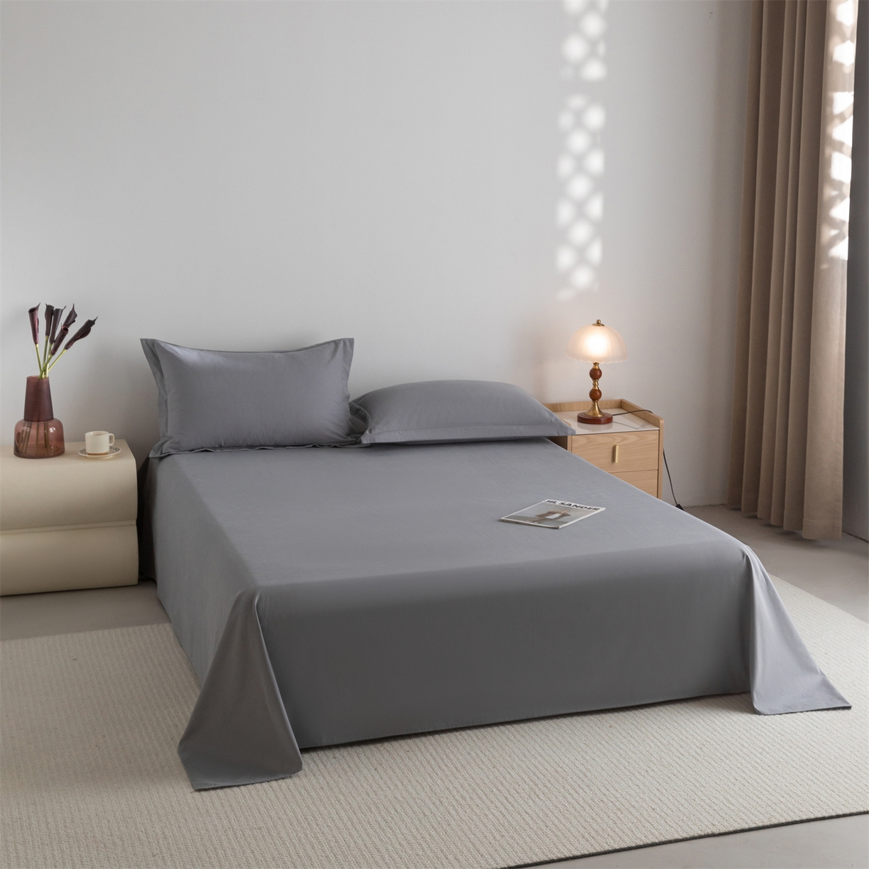 91家纺网 家纺一手货源 找家纺 宝时兰 2025新款加厚100%全棉高支高密长绒棉纯色磨毛床单纯棉单件床单-系列二【提供买家秀/可定制其他尺寸】 深空灰