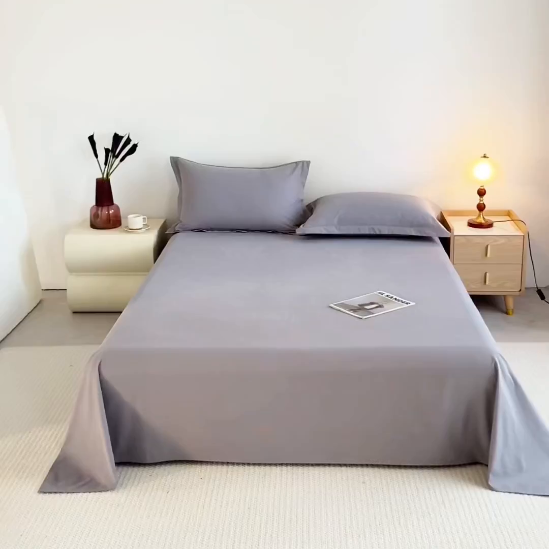 91家纺网 家纺一手货源 找家纺 宝时兰 2025新款加厚100%全棉高支高密长绒棉纯色磨毛床单纯棉单件床单-系列二【提供买家秀/可定制其他尺寸】 深空灰