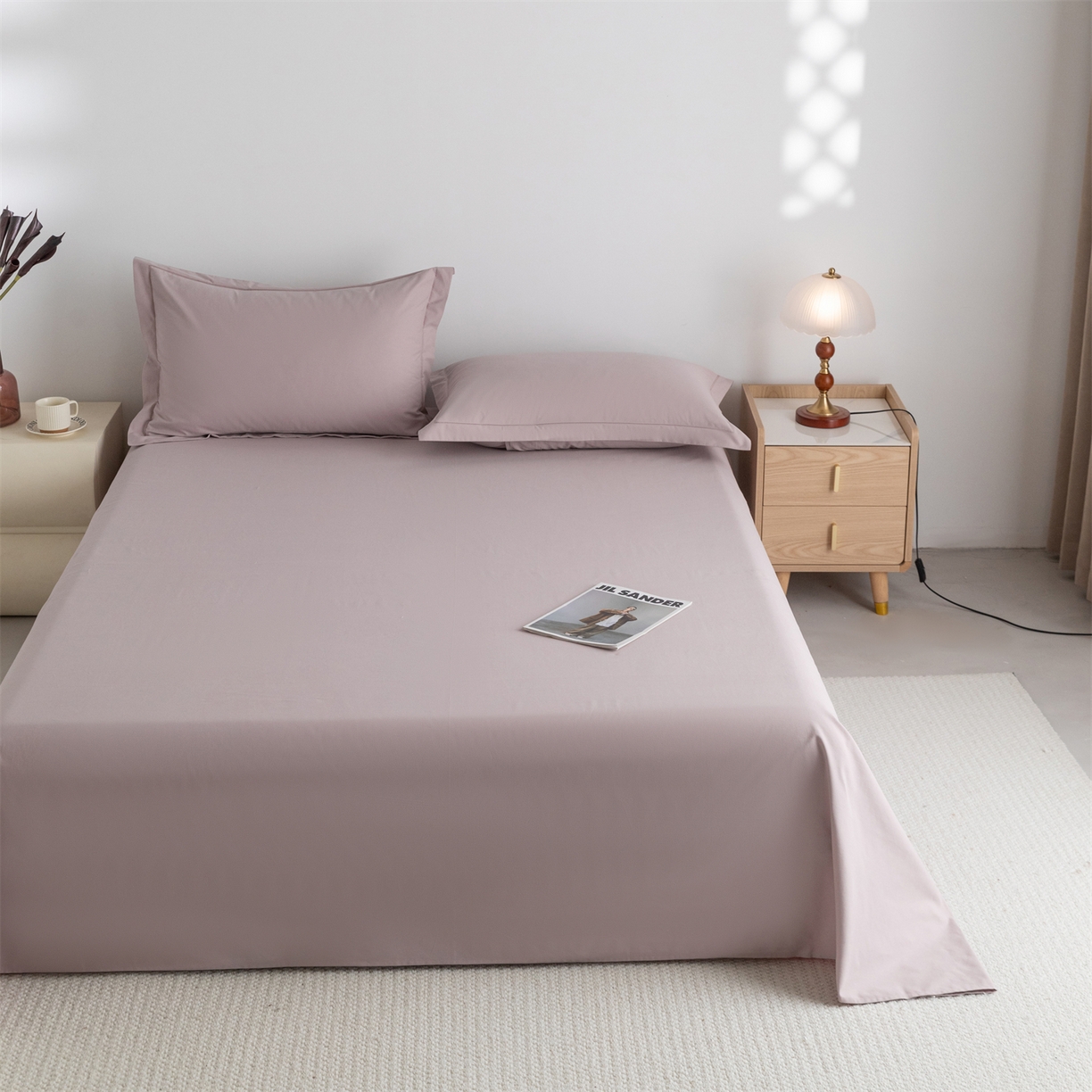 91家纺网 家纺一手货源 找家纺 宝时兰 2025新款加厚100%全棉高支高密长绒棉纯色磨毛床单纯棉单件床单-系列二【提供买家秀/可定制其他尺寸】 烟粉紫