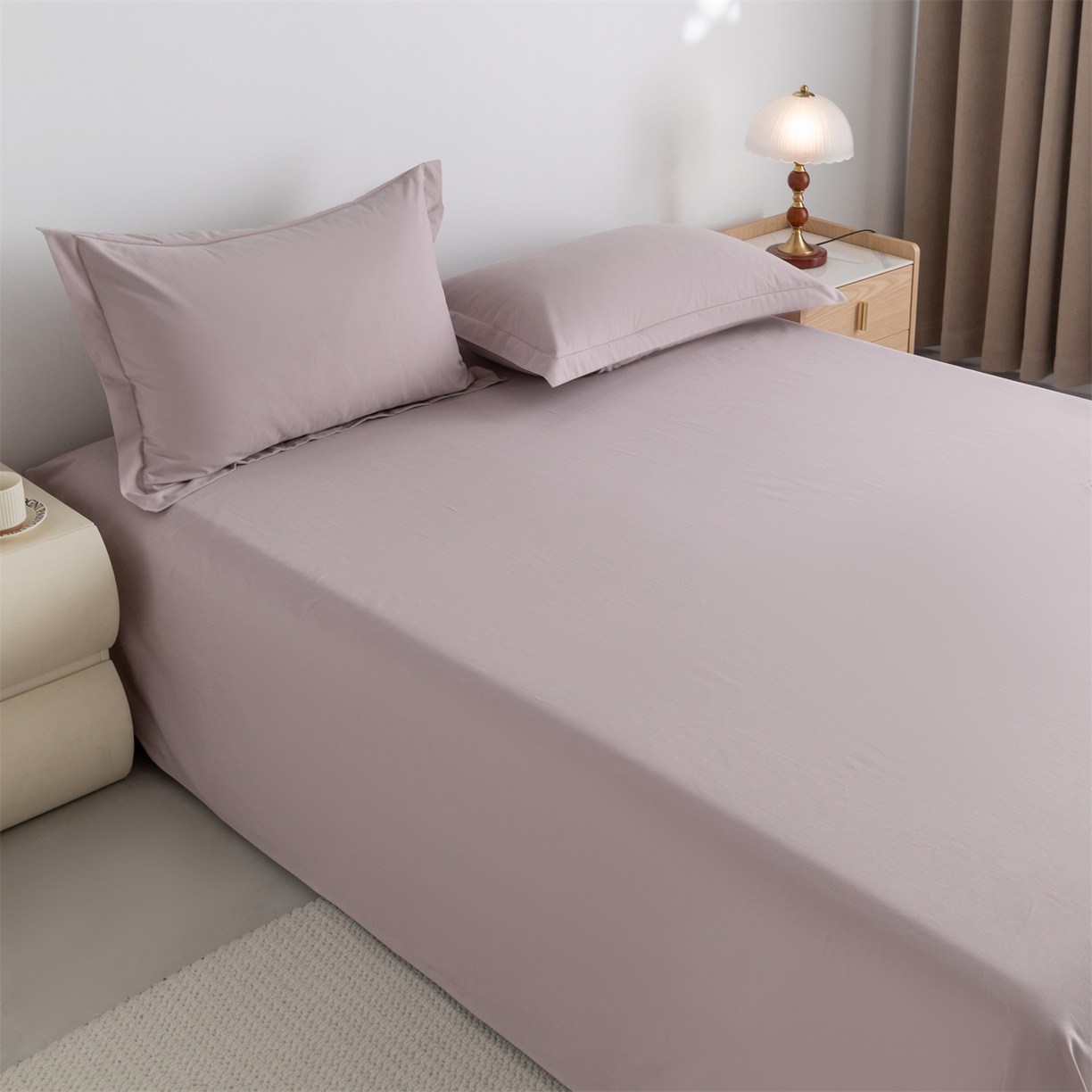 91家纺网 家纺一手货源 找家纺 宝时兰 2025新款加厚100%全棉高支高密长绒棉纯色磨毛床单纯棉单件床单-系列二【提供买家秀/可定制其他尺寸】 烟粉紫