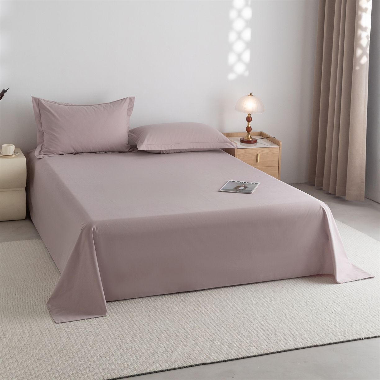 91家纺网 家纺一手货源 找家纺 宝时兰 2025新款加厚100%全棉高支高密长绒棉纯色磨毛床单纯棉单件床单-系列二【提供买家秀/可定制其他尺寸】 烟粉紫
