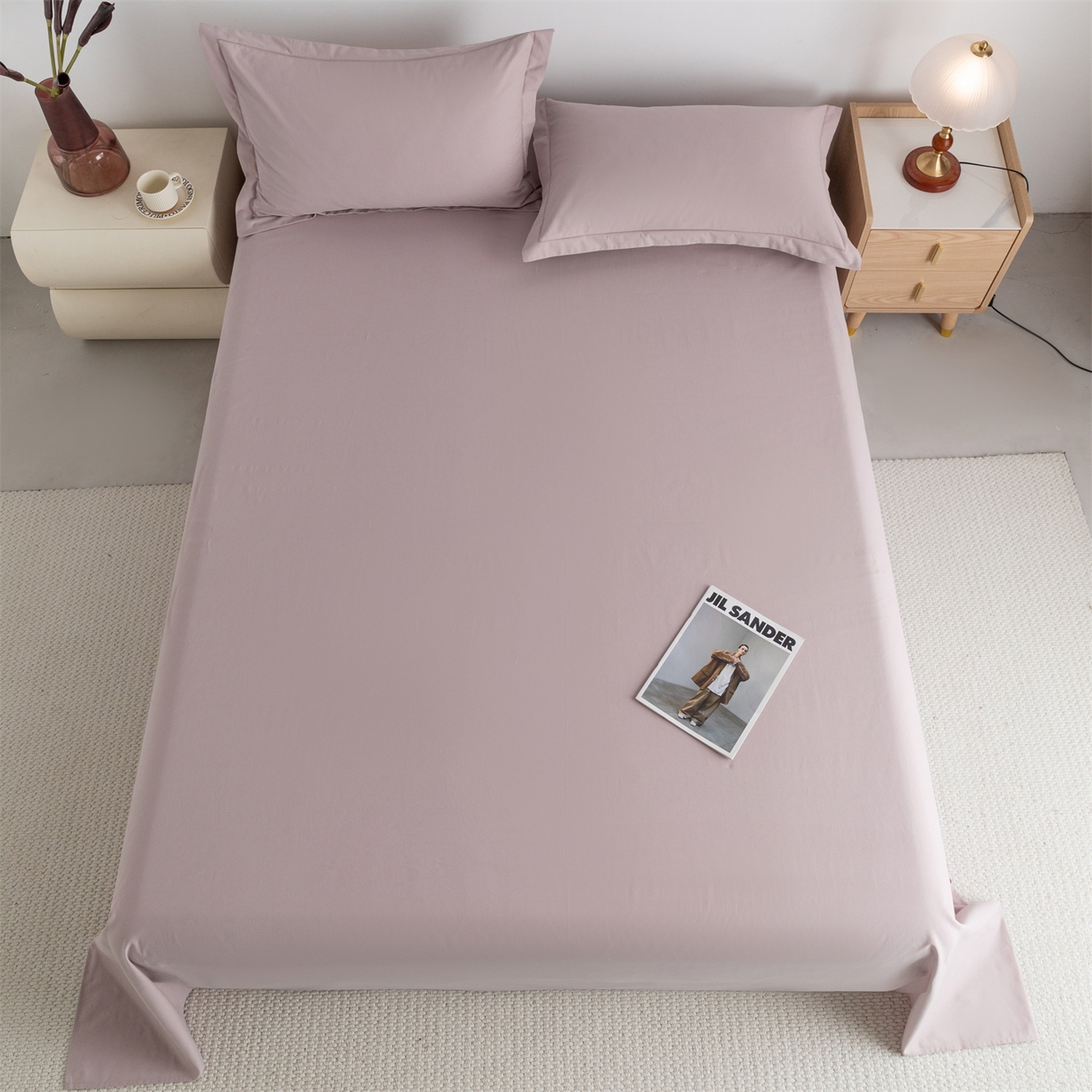 91家纺网 家纺一手货源 找家纺 宝时兰 2025新款加厚100%全棉高支高密长绒棉纯色磨毛床单纯棉单件床单-系列二【提供买家秀/可定制其他尺寸】 烟粉紫