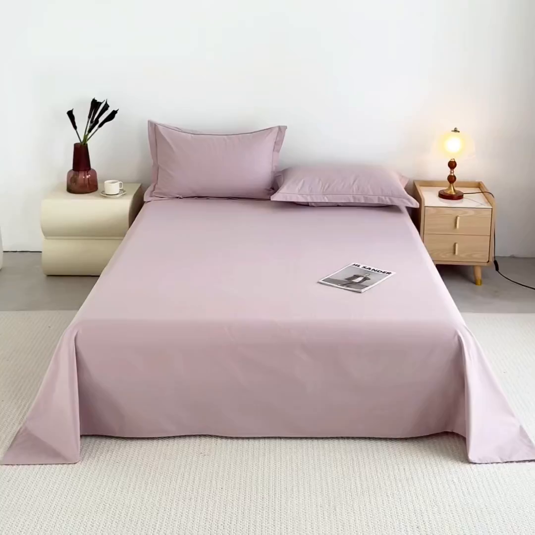 91家纺网 家纺一手货源 找家纺 宝时兰 2025新款加厚100%全棉高支高密长绒棉纯色磨毛床单纯棉单件床单-系列二【提供买家秀/可定制其他尺寸】 烟粉紫
