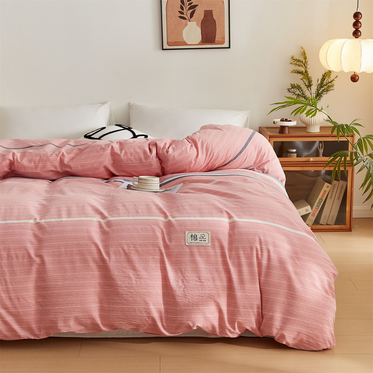 91家纺网 家纺一手货源 找家纺 凡心 2025新款可拆洗冬被被子被芯 条纹粉