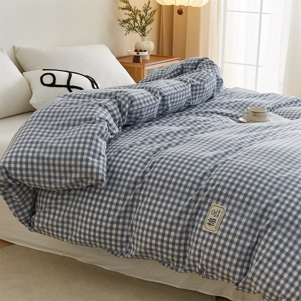 91家纺网 家纺一手货源 找家纺 凡心 2025新款可拆洗冬被被子被芯 蓝小格