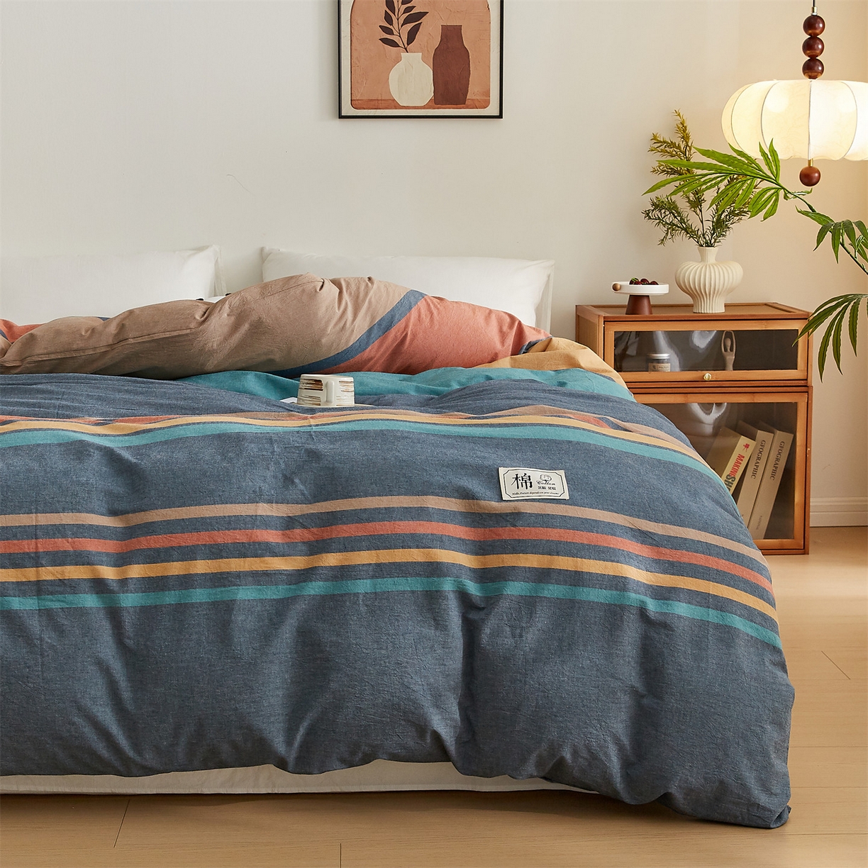 91家纺网 家纺一手货源 找家纺 凡心 2025新款可拆洗冬被被子被芯 兰陵彩条