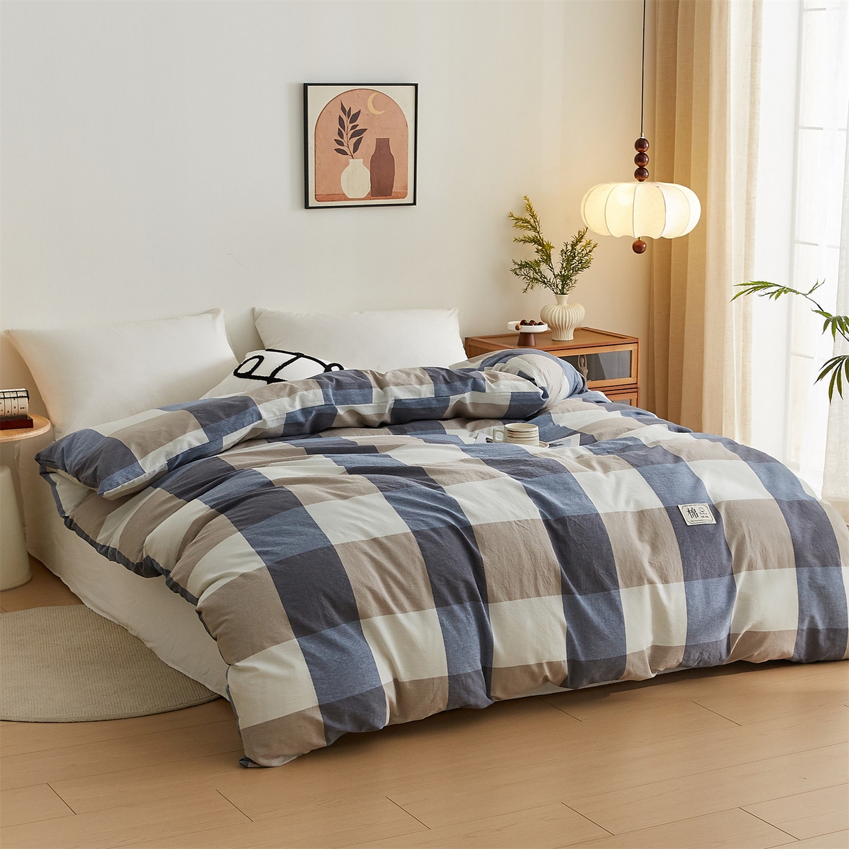 91家纺网 家纺一手货源 找家纺 凡心 2025新款可拆洗冬被被子被芯 蓝大格