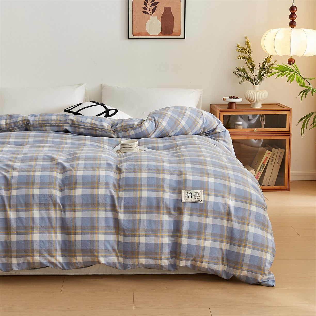 91家纺网 家纺一手货源 找家纺 凡心 2025新款可拆洗冬被被子被芯 蓝中格