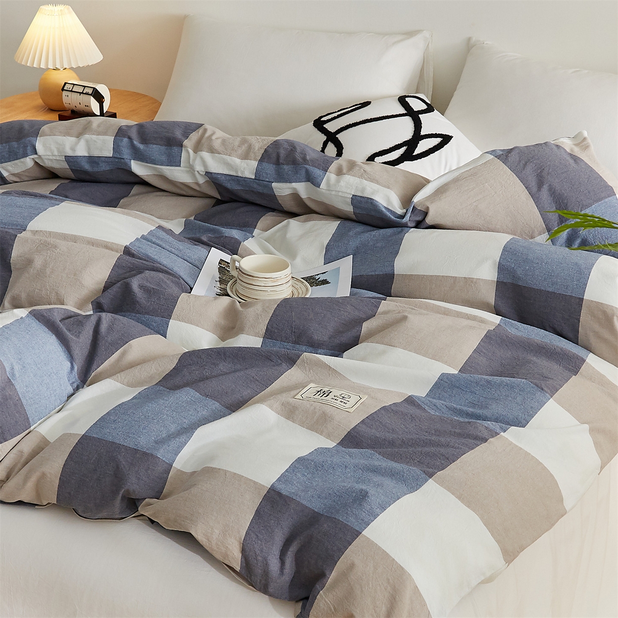 91家纺网 家纺一手货源 找家纺 凡心 2025新款可拆洗冬被被子被芯 蓝大格