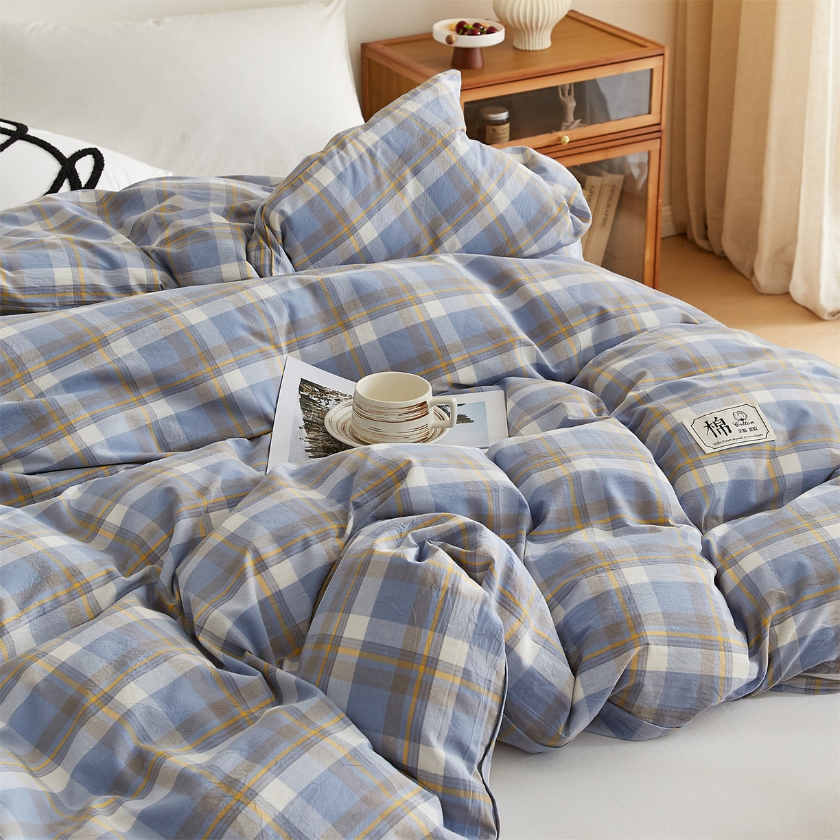 91家纺网 家纺一手货源 找家纺 凡心 2025新款可拆洗冬被被子被芯 蓝中格