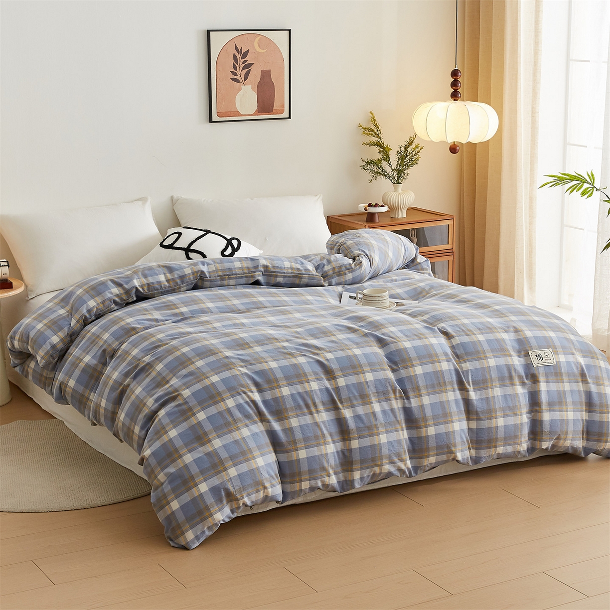 91家纺网 家纺一手货源 找家纺 凡心 2025新款可拆洗冬被被子被芯 蓝中格