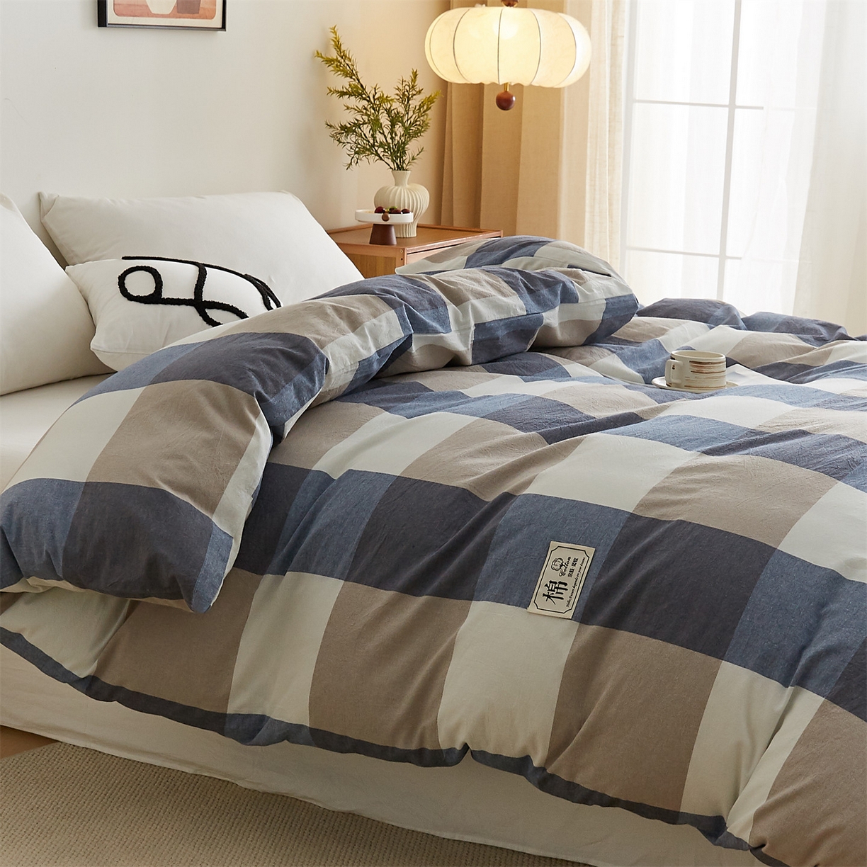 91家纺网 家纺一手货源 找家纺 凡心 2025新款可拆洗冬被被子被芯 蓝大格