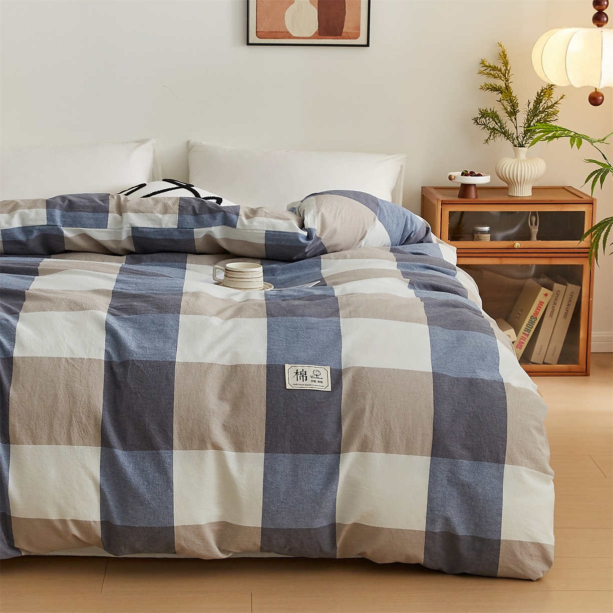 91家纺网 家纺一手货源 找家纺 凡心 2025新款可拆洗冬被被子被芯 蓝大格