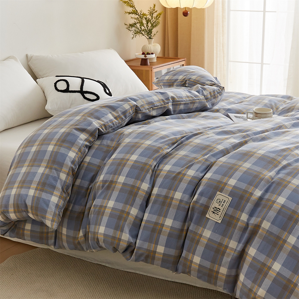 91家纺网 家纺一手货源 找家纺 凡心 2025新款可拆洗冬被被子被芯 蓝中格