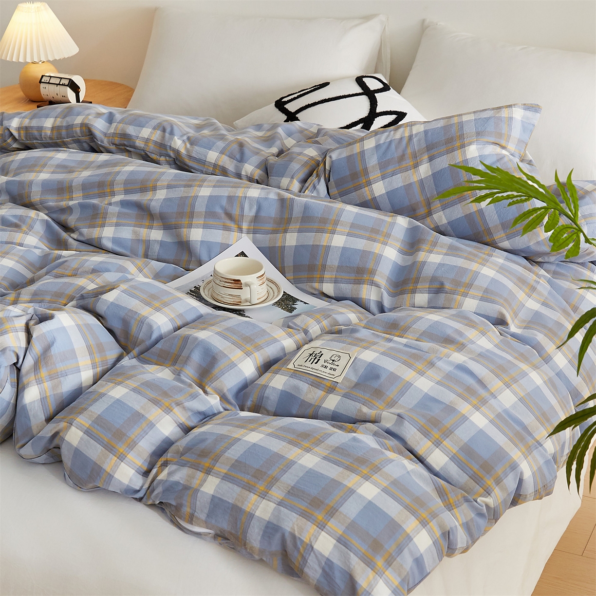 91家纺网 家纺一手货源 找家纺 凡心 2025新款可拆洗冬被被子被芯 蓝中格