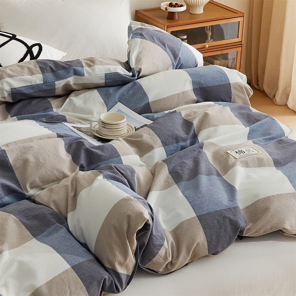 91家纺网 家纺一手货源 找家纺 凡心 2025新款可拆洗冬被被子被芯 蓝大格