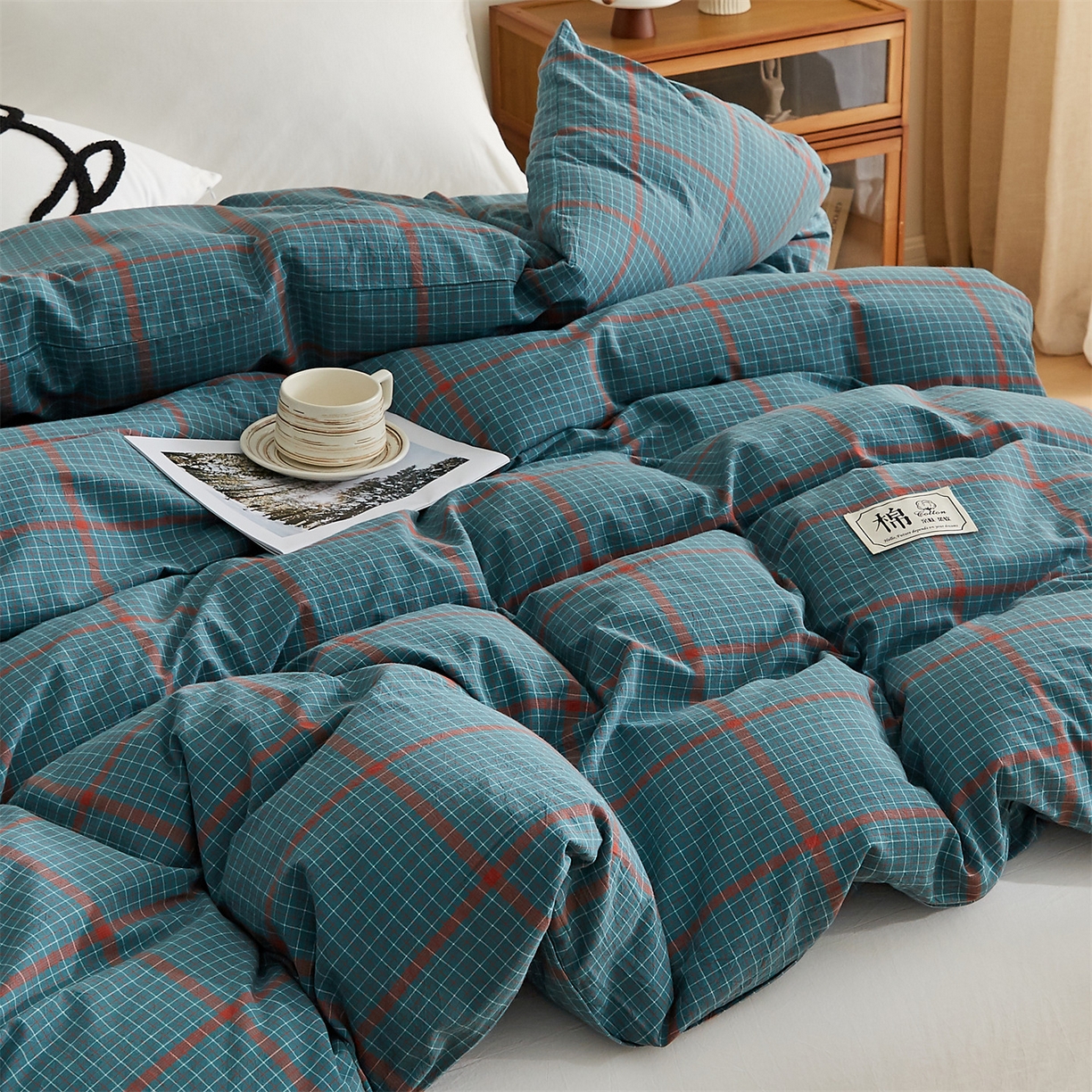 91家纺网 家纺一手货源 找家纺 凡心 2025新款可拆洗冬被被子被芯 雅格绿