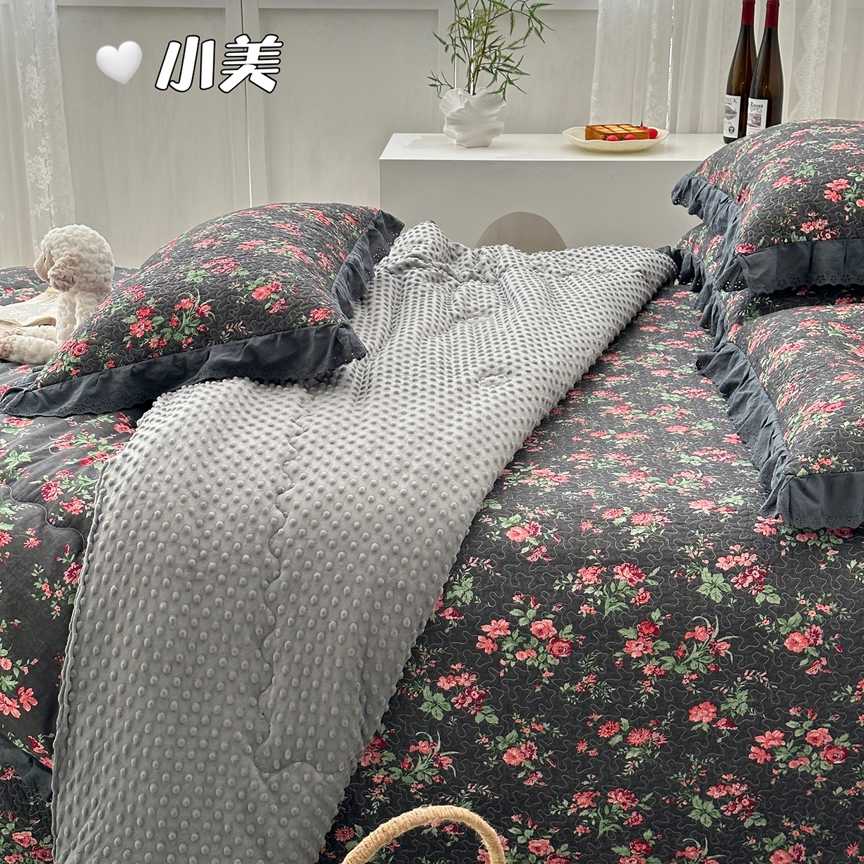 91家纺网 家纺一手货源 找家纺 （总）佰织鑫家居 2025秋冬新品全棉法式床盖款豆豆被四件套