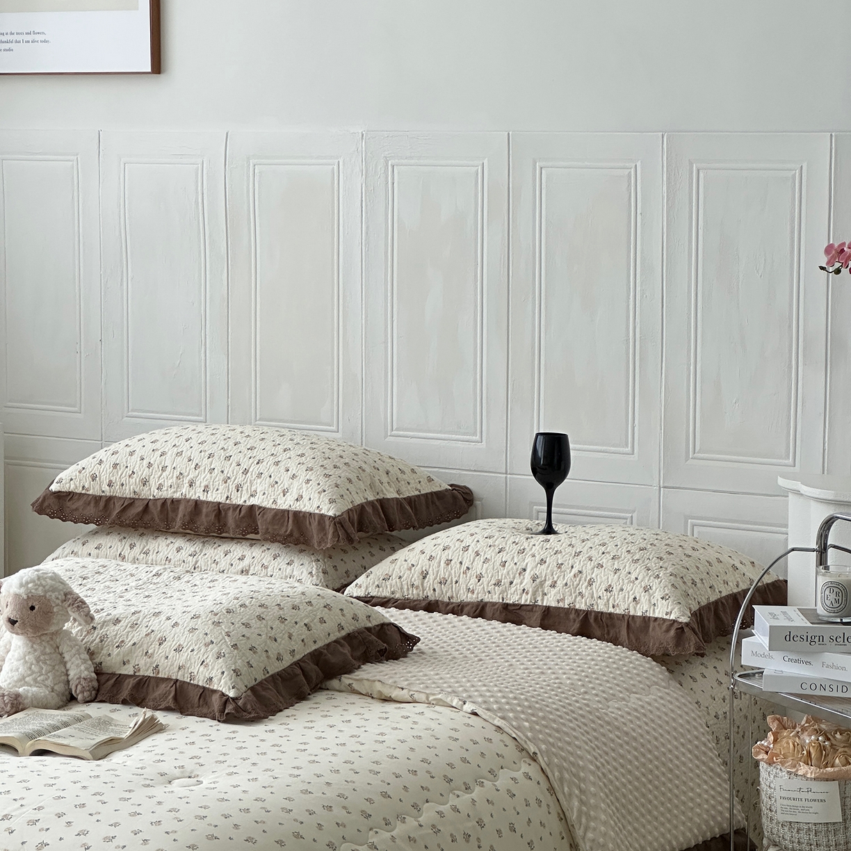 91家纺网 家纺一手货源 找家纺 佰织鑫家居 2025秋冬新品全棉法式床盖款豆豆被四件套 艾莎