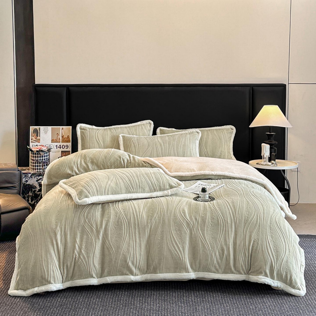 涵宸家纺 2025新款雕花牛奶绒四件套 拾光-绿