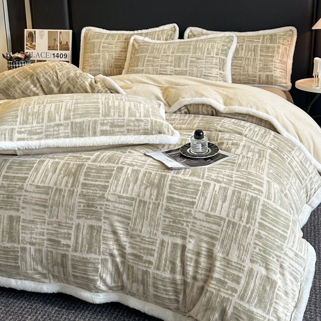 91家纺网 家纺一手货源 找家纺 涵宸家纺 2025新款雕花牛奶绒四件套 怡然居- 绿