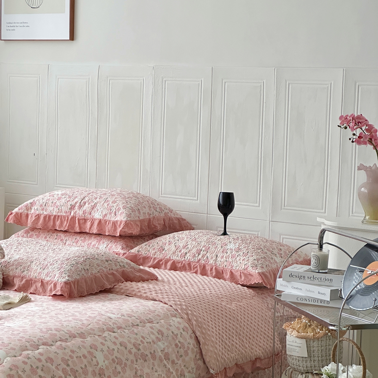 91家纺网 家纺一手货源 找家纺 佰织鑫家居 2025秋冬新品全棉法式床盖款豆豆被四件套 爱情故事