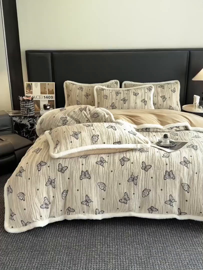 91家纺网 家纺一手货源 找家纺 （总）涵宸家纺 2025新款雕花牛奶绒四件套