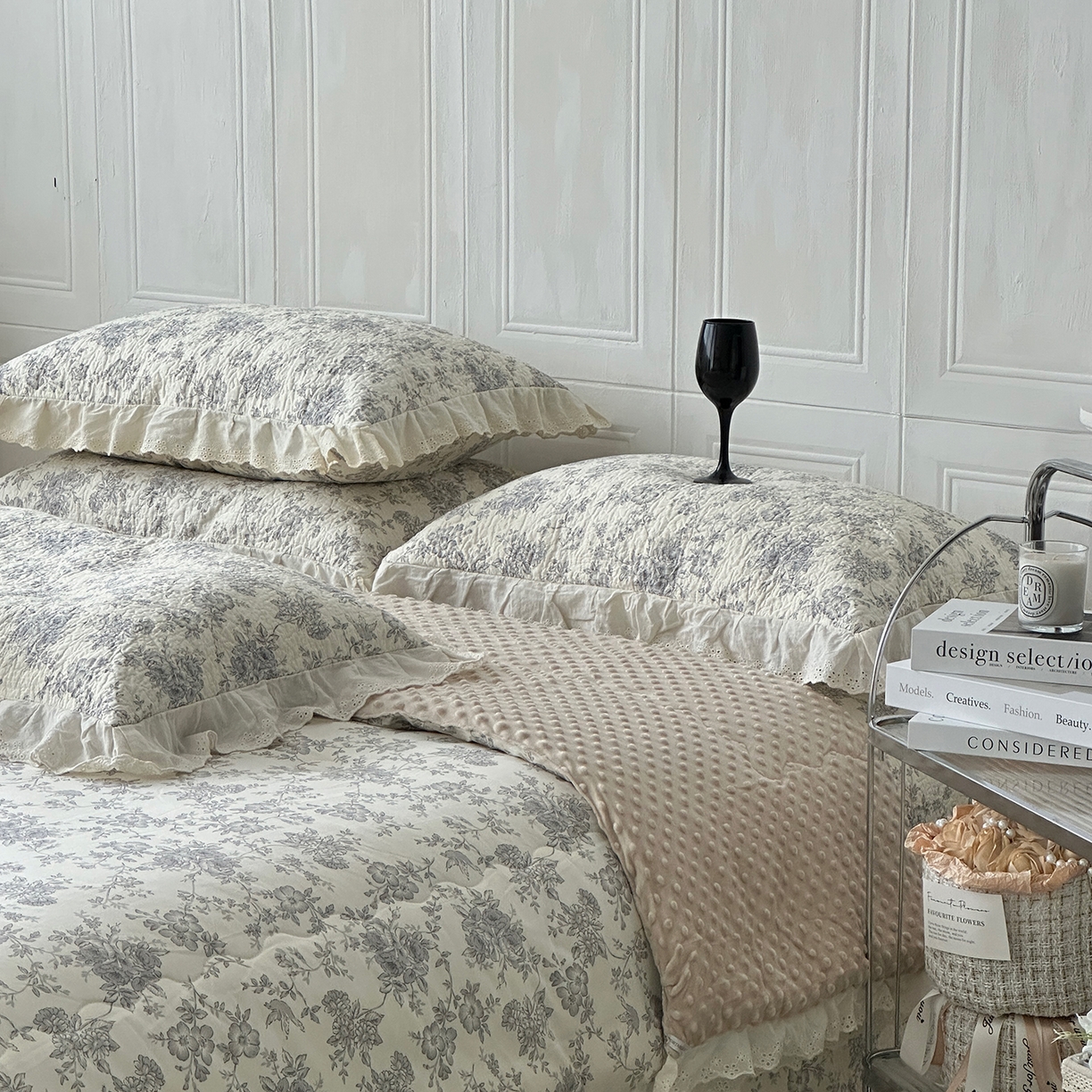 91家纺网 家纺一手货源 找家纺 佰织鑫家居 2025秋冬新品全棉法式床盖款豆豆被四件套 赫本