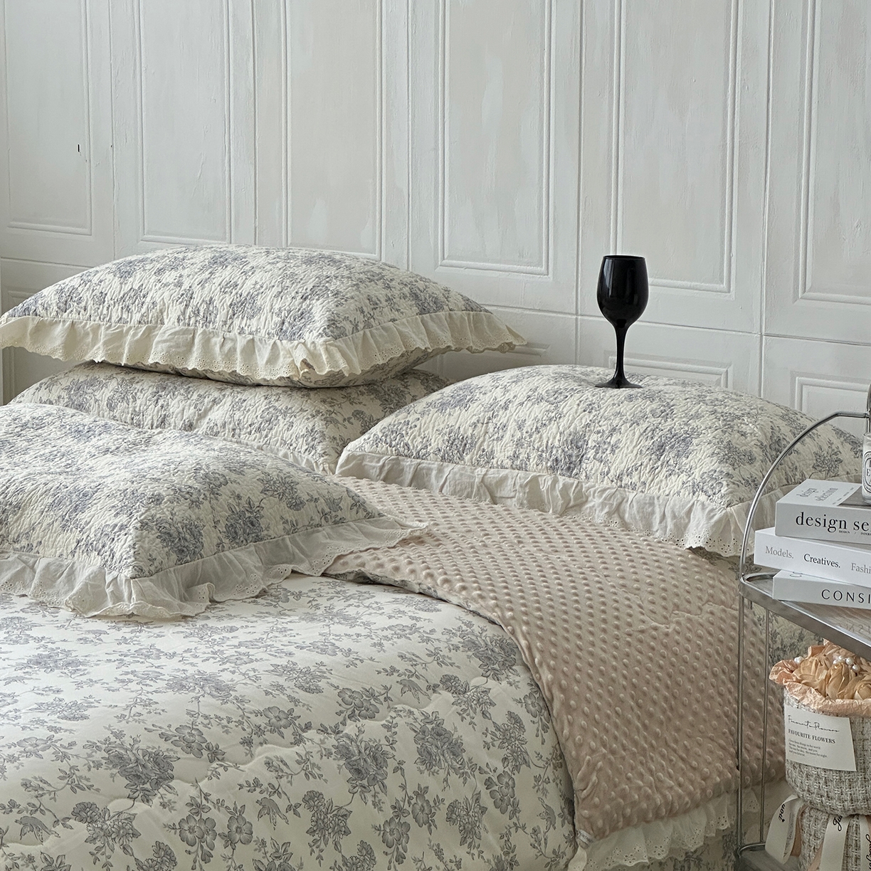 91家纺网 家纺一手货源 找家纺 佰织鑫家居 2025秋冬新品全棉法式床盖款豆豆被四件套 赫本