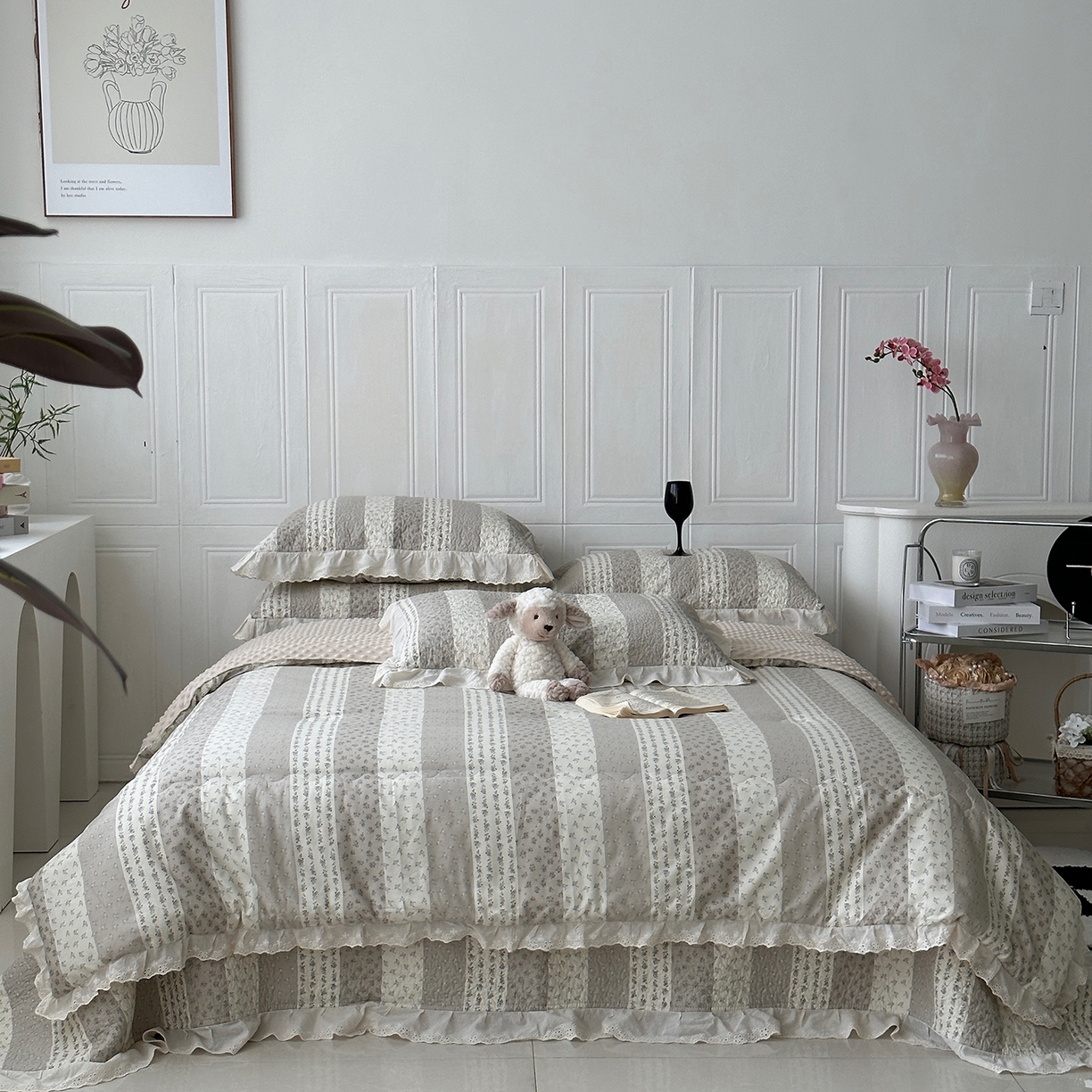 91家纺网 家纺一手货源 找家纺 佰织鑫家居 2025秋冬新品全棉法式床盖款豆豆被四件套 思念