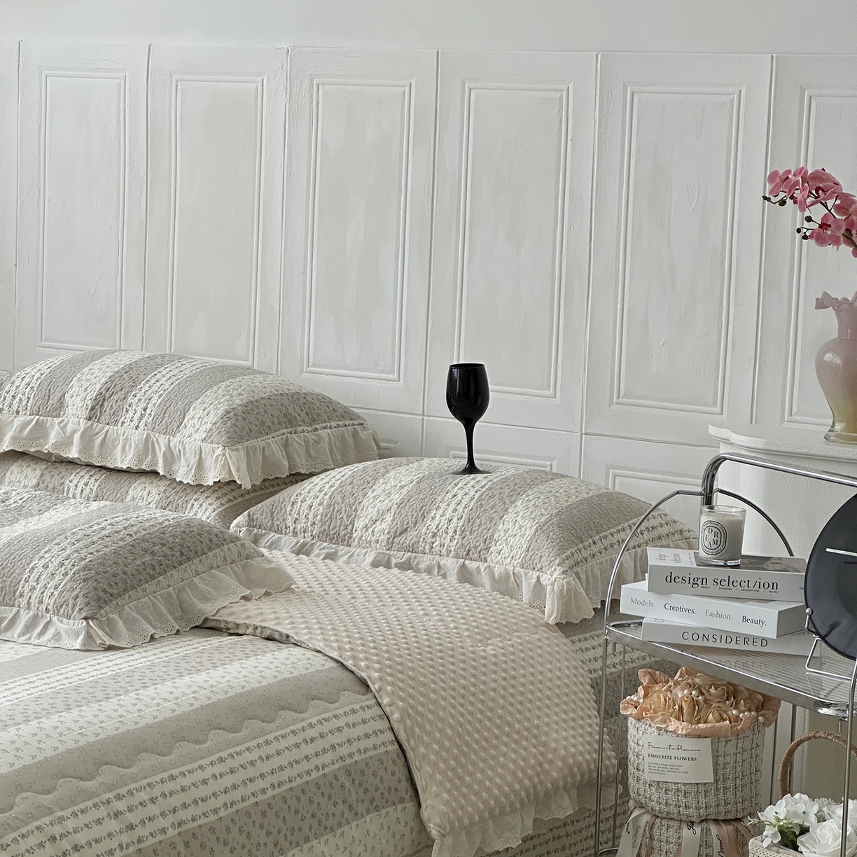 91家纺网 家纺一手货源 找家纺 佰织鑫家居 2025秋冬新品全棉法式床盖款豆豆被四件套 思念