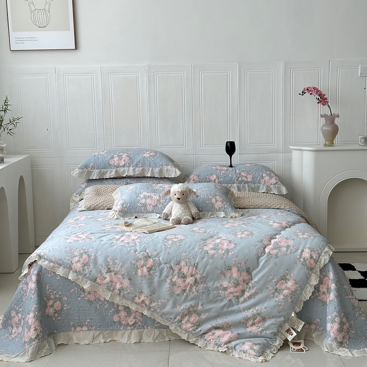 91家纺网 家纺一手货源 找家纺 佰织鑫家居 2025秋冬新品全棉法式床盖款豆豆被四件套 苏里南