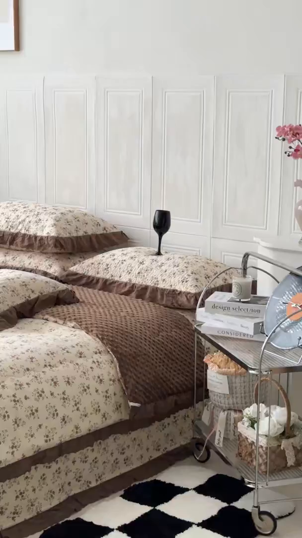 91家纺网 家纺一手货源 找家纺 佰织鑫家居 2025秋冬新品全棉法式床盖款豆豆被四件套 月桂