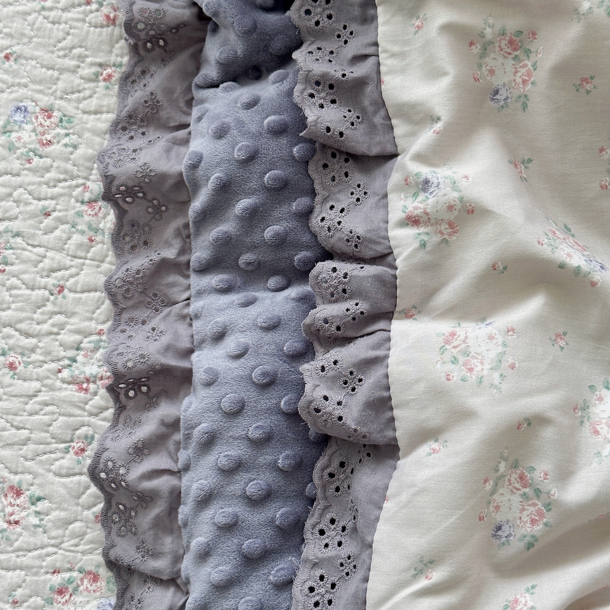 91家纺网 家纺一手货源 找家纺 佰织鑫家居 2025秋冬新品全棉法式床盖款豆豆被四件套 紫苏