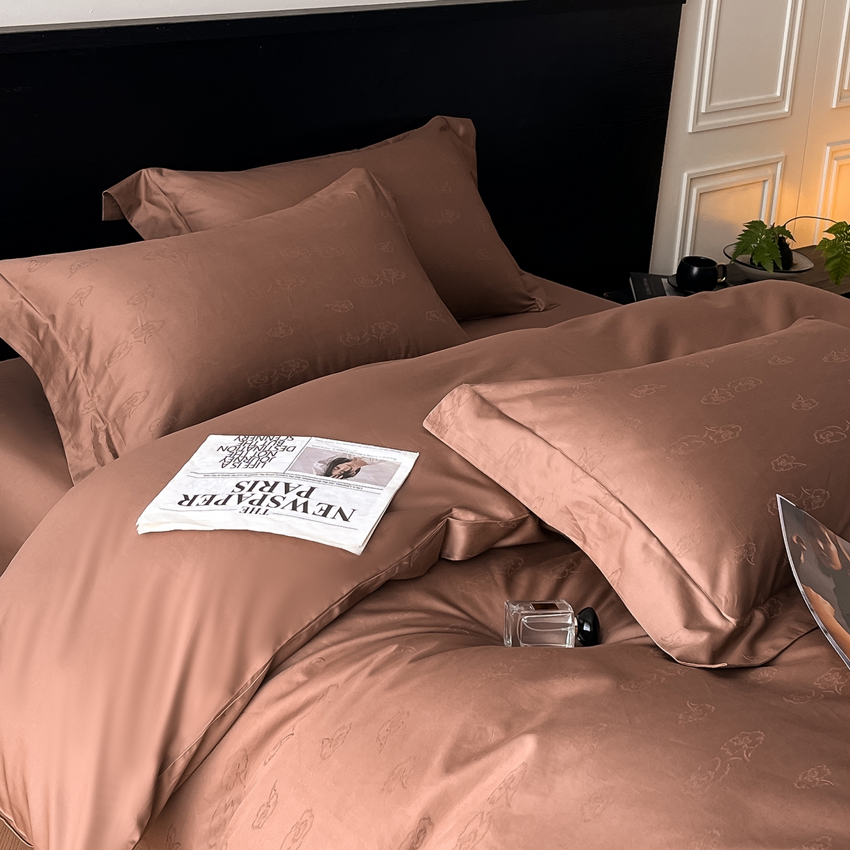 91家纺网 家纺一手货源 找家纺 舒慕家纺 2025新款100支长绒棉提花四件套系列 艾琳娜