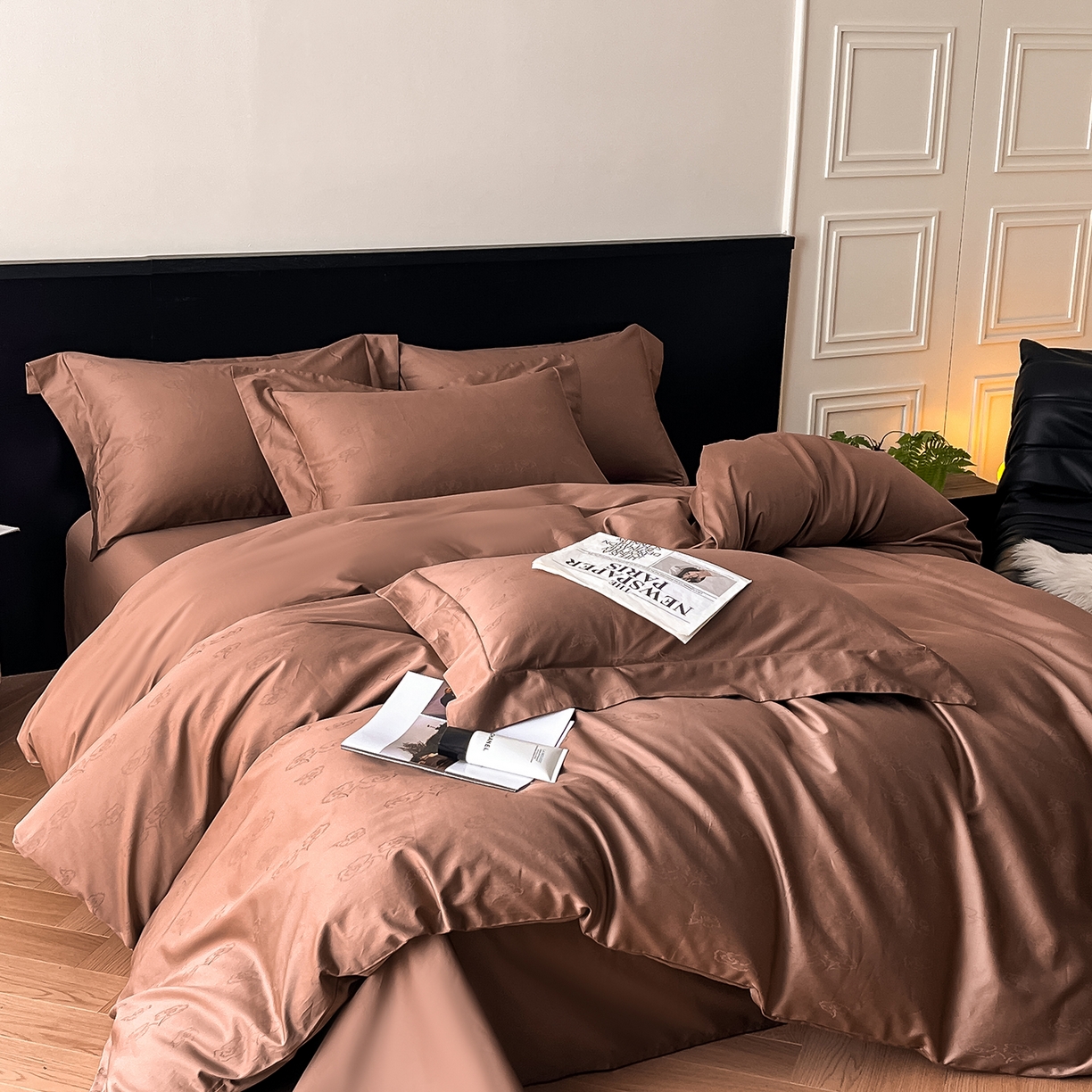 91家纺网 家纺一手货源 找家纺 舒慕家纺 2025新款100支长绒棉提花四件套系列 艾琳娜