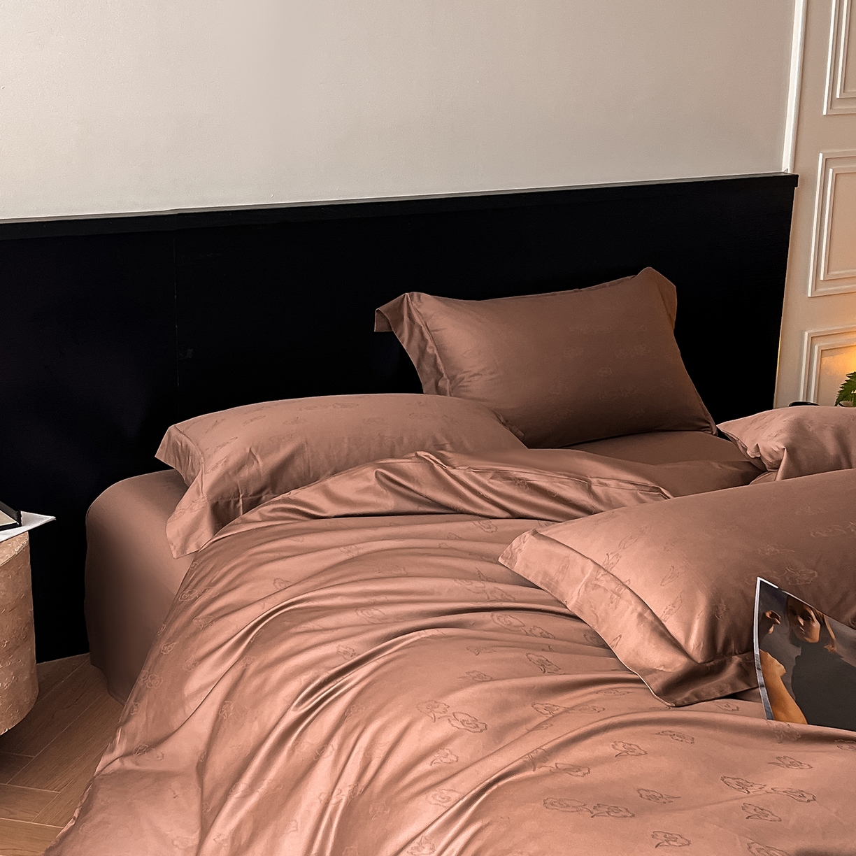 91家纺网 家纺一手货源 找家纺 舒慕家纺 2025新款100支长绒棉提花四件套系列 艾琳娜