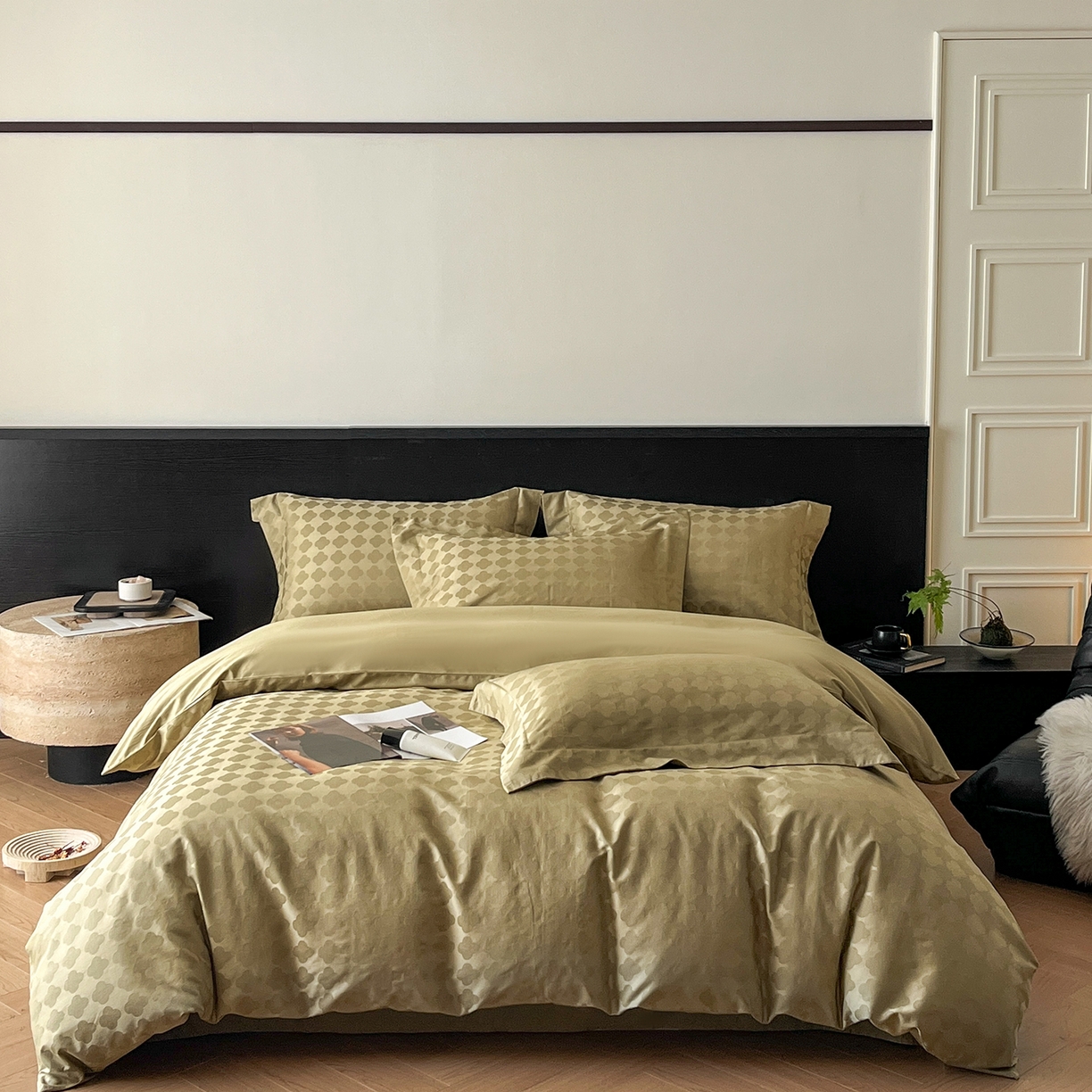 91家纺网 家纺一手货源 找家纺 舒慕家纺 2025新款100支长绒棉提花四件套系列 蒂凡朵