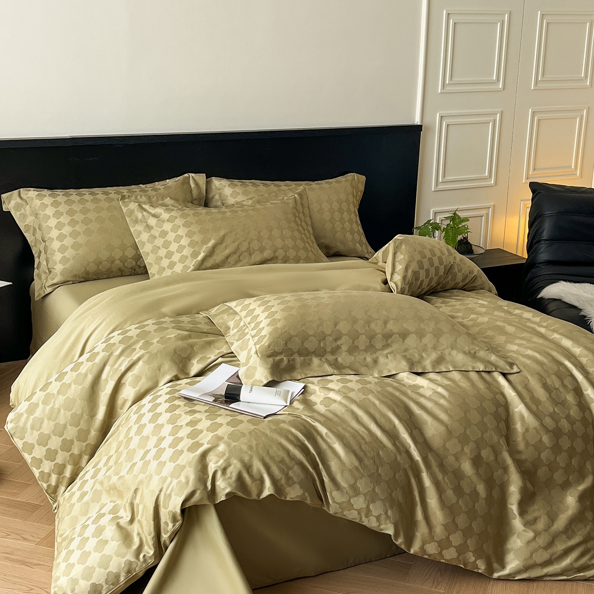 91家纺网 家纺一手货源 找家纺 舒慕家纺 2025新款100支长绒棉提花四件套系列 蒂凡朵