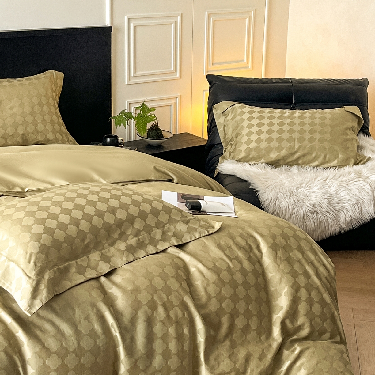 91家纺网 家纺一手货源 找家纺 舒慕家纺 2025新款100支长绒棉提花四件套系列 蒂凡朵