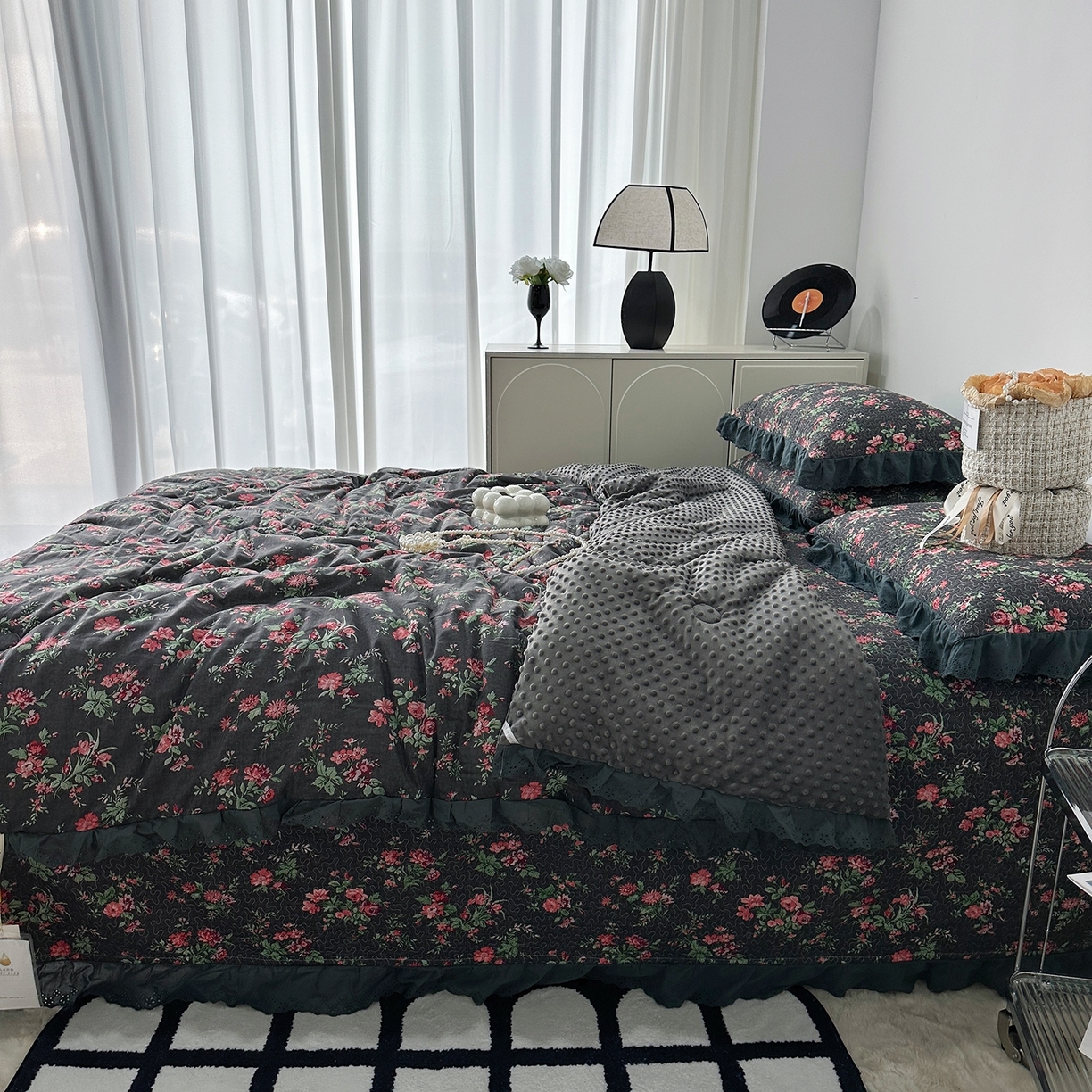 91家纺网 家纺一手货源 找家纺 （总）佰织鑫家居 2025秋冬新品全棉法式床盖款豆豆被四件套