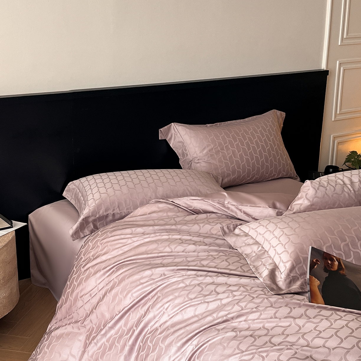 91家纺网 家纺一手货源 找家纺 舒慕家纺 2025新款100支长绒棉提花四件套系列 菲林客